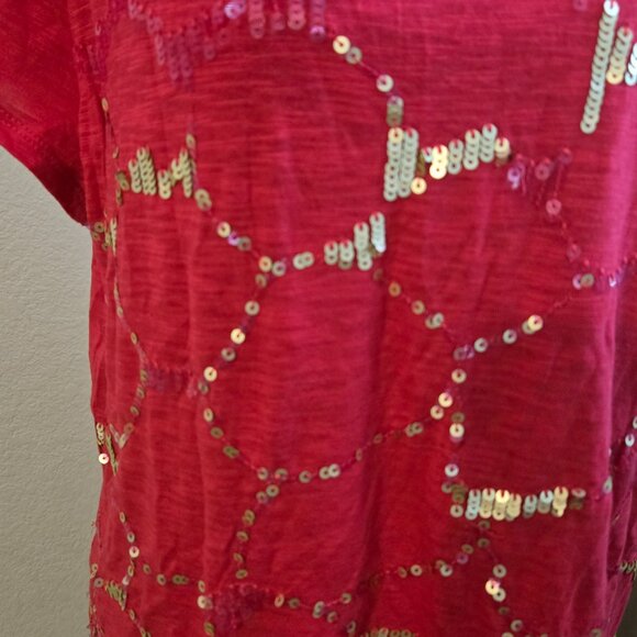 Chico's Zenergy Pink Sequin Top -Size 2 - EUC - Picture 3 of 4